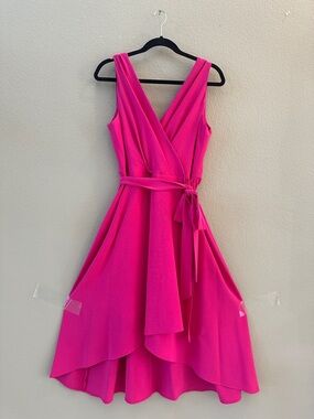 Connected Apparel dress high low Barbie pink size 14